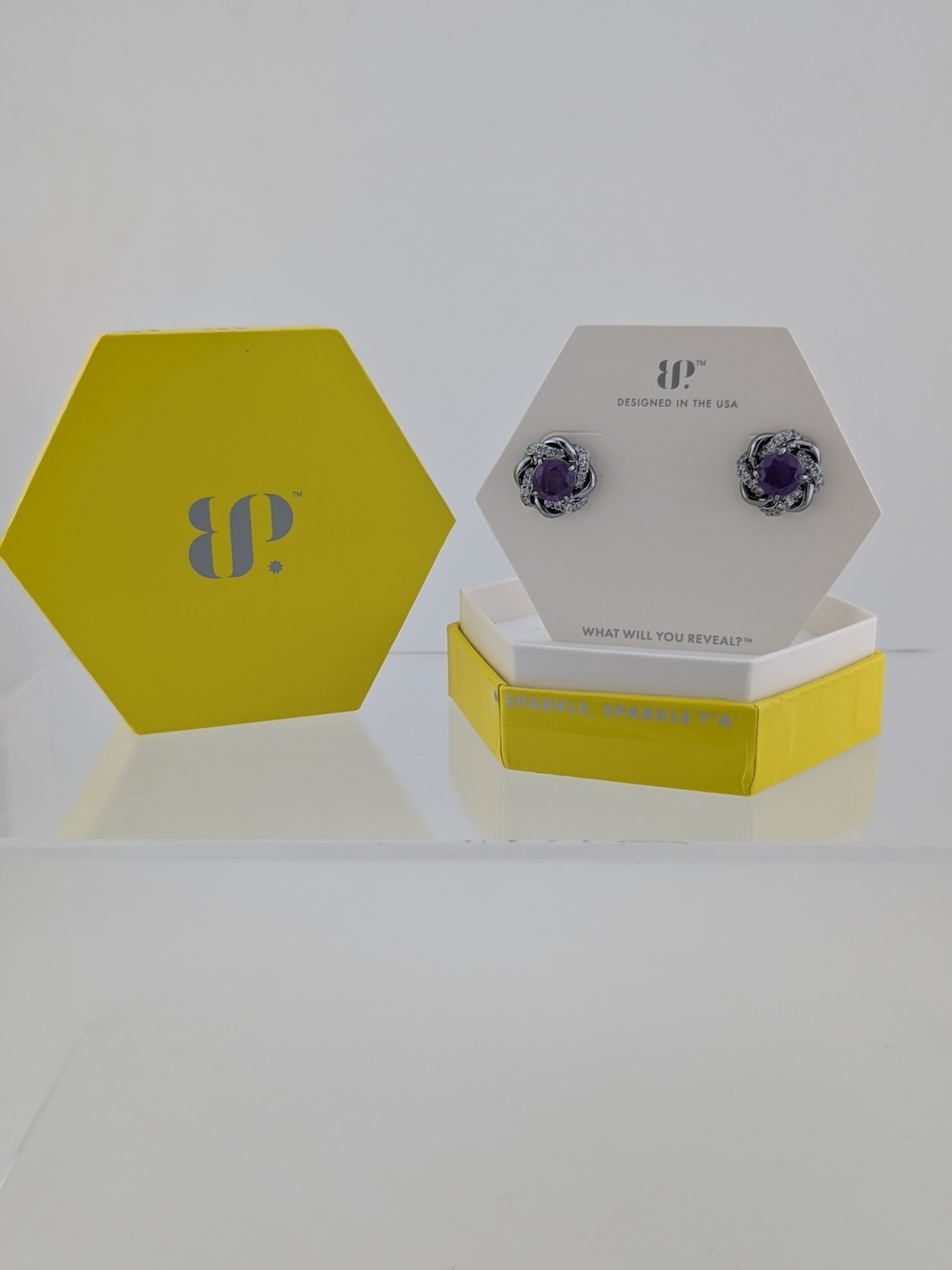 Faceted Purple Stone Floral Stud Earrings by Brighton